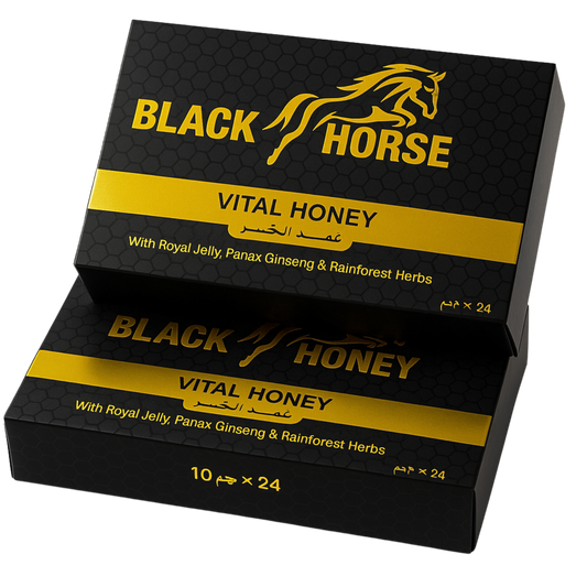 BIG BLACK HORSE – Premium Vital Honey (Boxes of 24-Sachets)