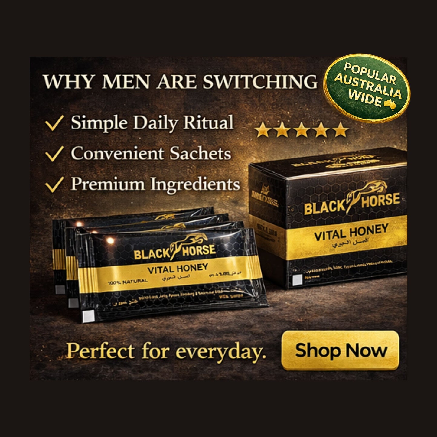 BIG BLACK HORSE – Premium Vital Honey (24-Sachets)